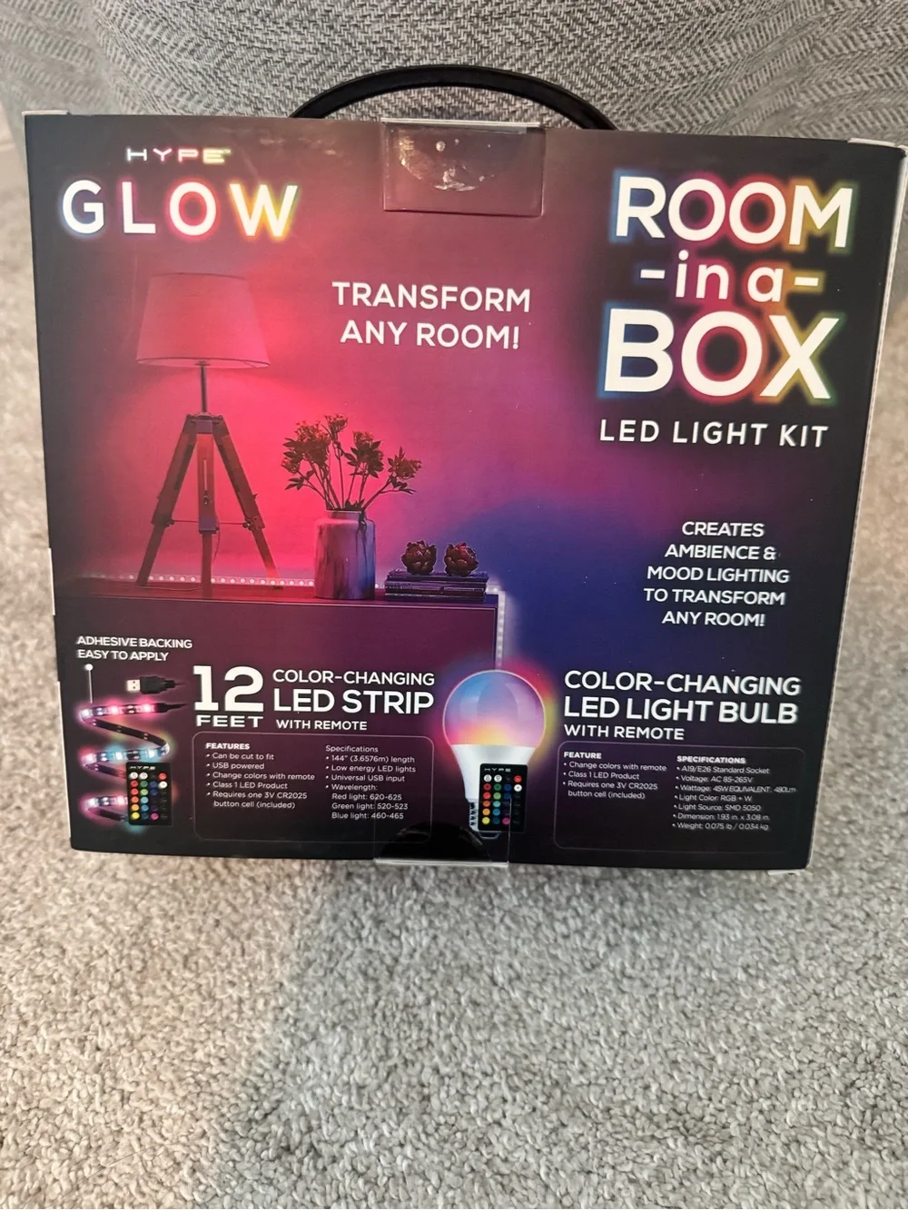 Hype Glow Room-in-a-Box LED Light Kit - Purple, Blue, Pink